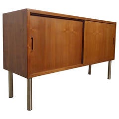 Vintage Danish Modern Sliding Door Cabinet