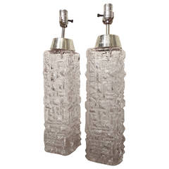 Vintage Pair of Cut Glass Table Lamps