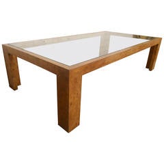 Rich Burlwood Glass Table by Milo Baughman 5