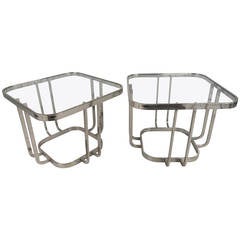 Chrome and Glass Side Tables