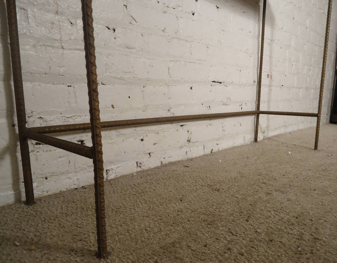 Stylish Marble-Top Console Table with Rebar Base 2