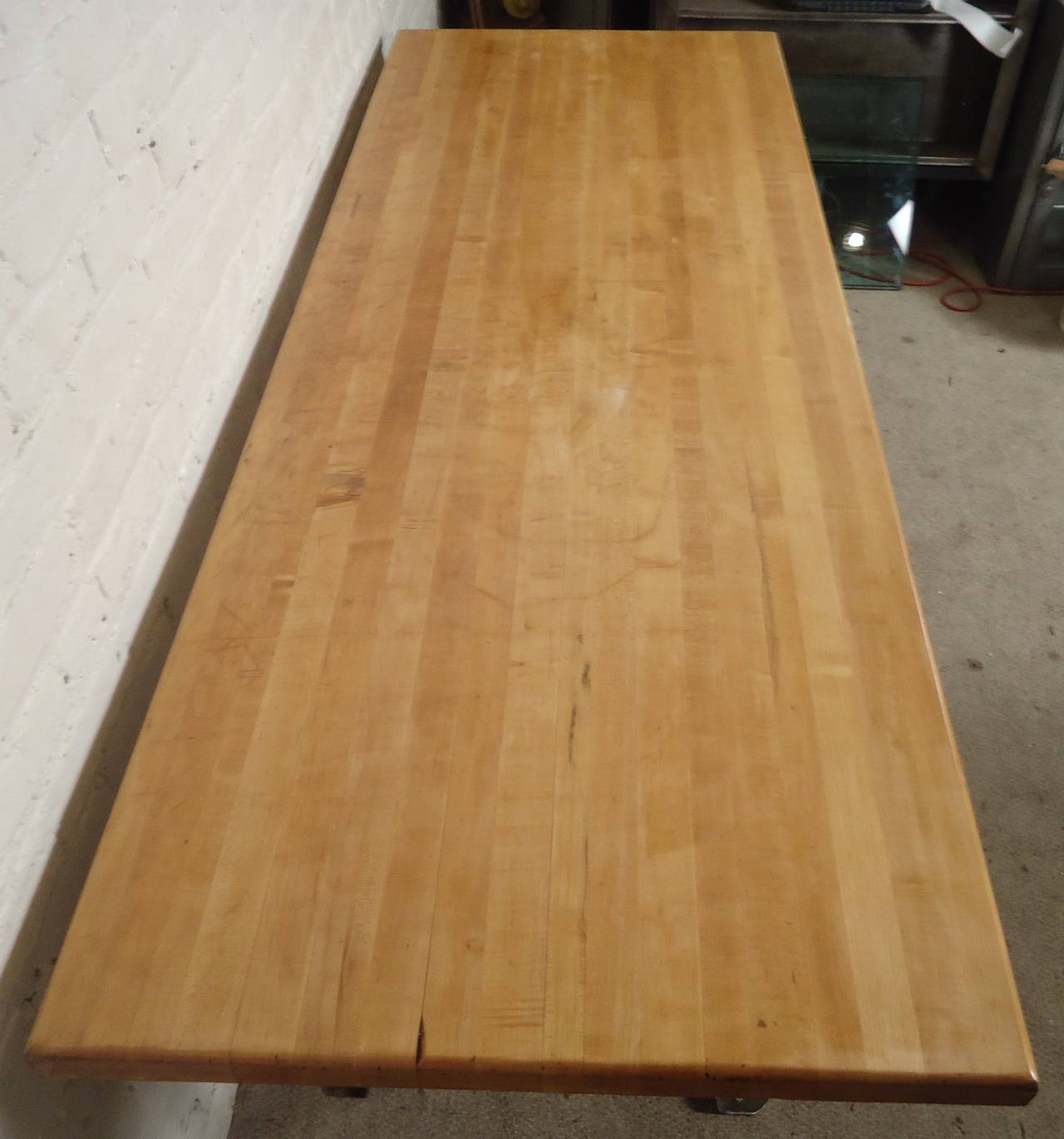 American Butcher Block Dining Table on Solid Iron Legs