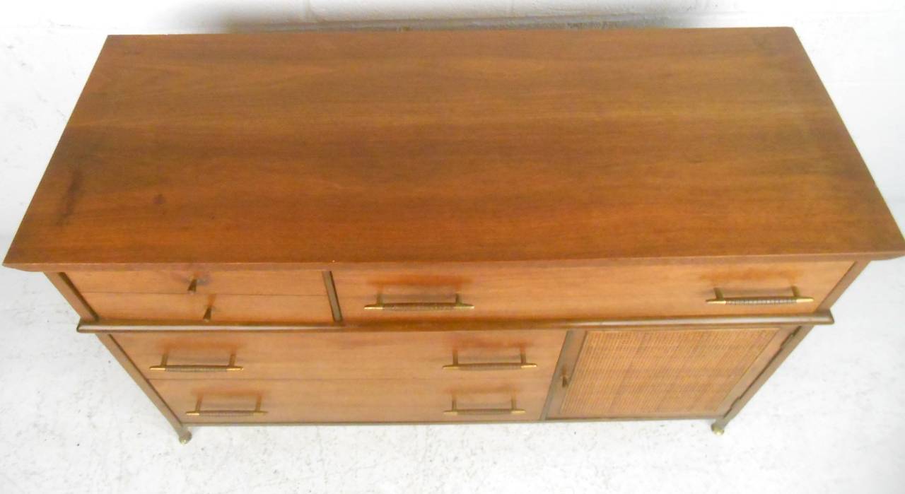 Mid-Century Modern Unique Paul McCobb Style Cane Front Credenza