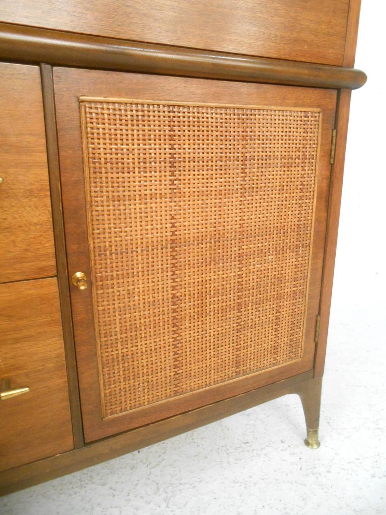 Unique Paul McCobb Style Cane Front Credenza 1