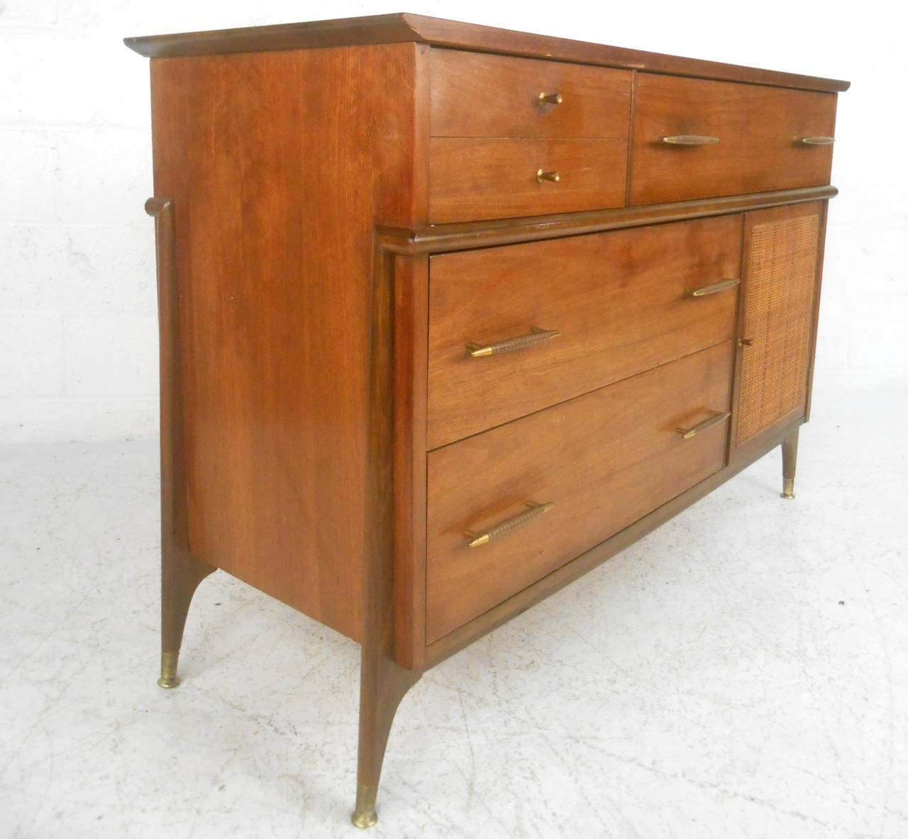 Unique Paul McCobb Style Cane Front Credenza In Good Condition In Brooklyn, NY