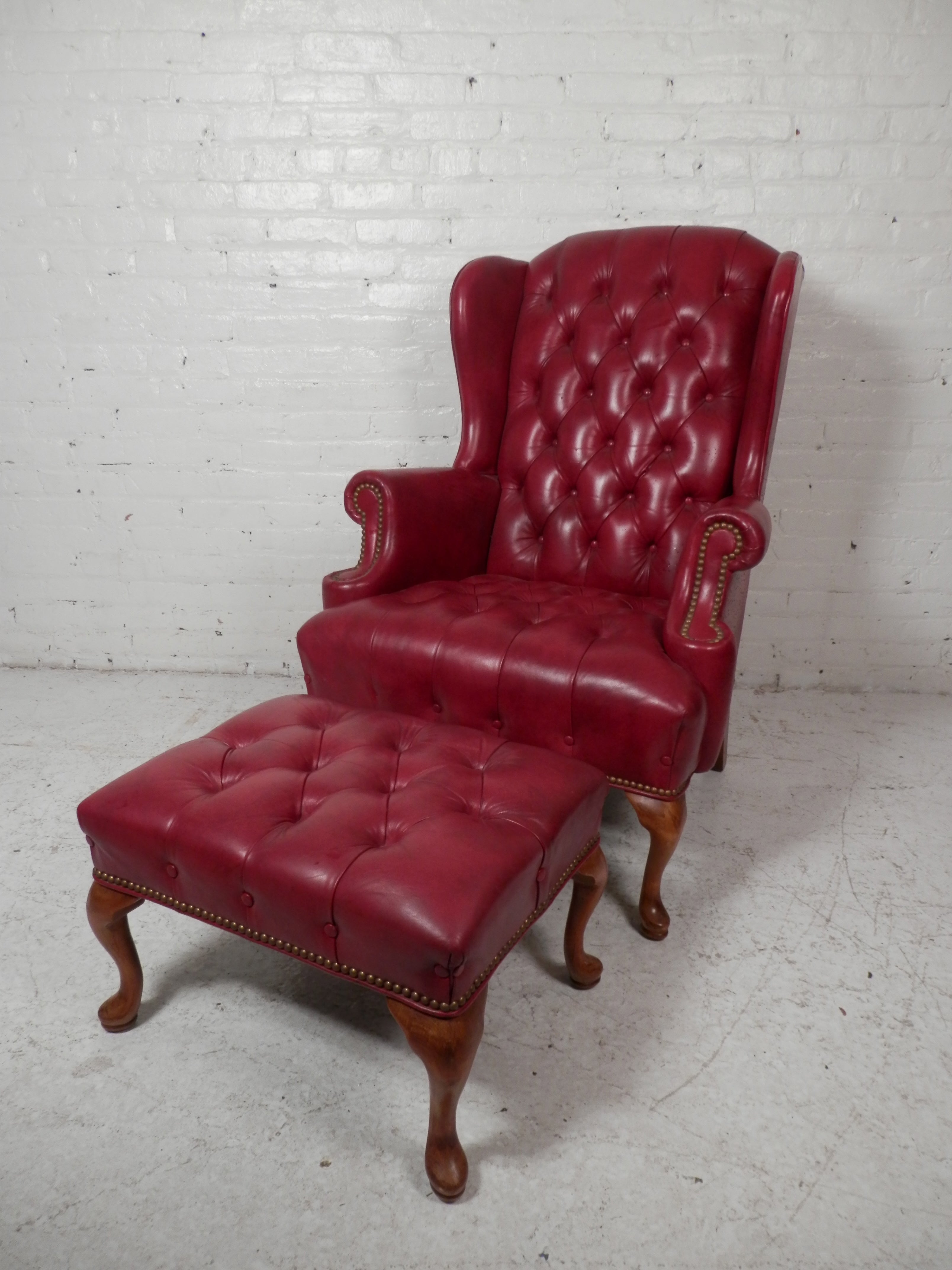 Tufted Wingback Chair w/ Ottoman