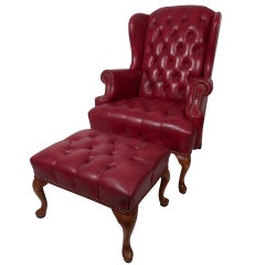 Tufted Wingback Chair w/ Ottoman