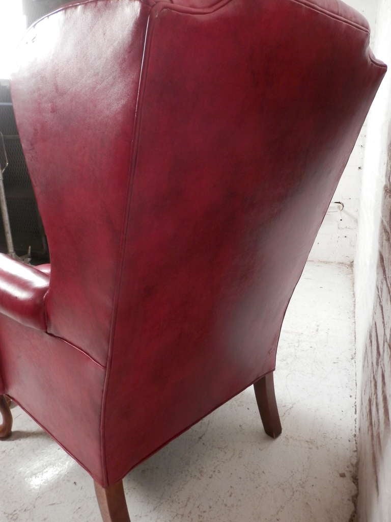 20th Century Tufted Wingback Chair w/ Ottoman