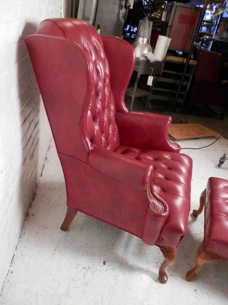 Tufted Wingback Chair w/ Ottoman 4