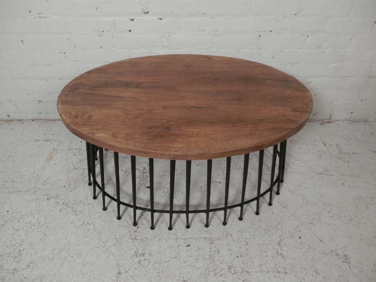 Oval Iron Base Coffee Table