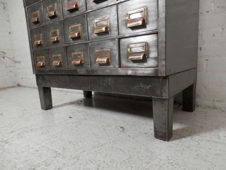 Industrial Stacked Card File Cabinet In Excellent Condition In Brooklyn, NY
