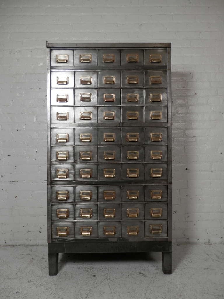Mid-20th Century Industrial Stacked Card File Cabinet