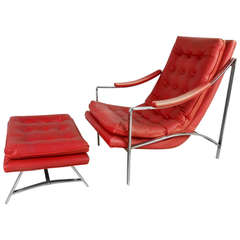 Vintage Mid-Century Tufted Armchair and Ottoman 9