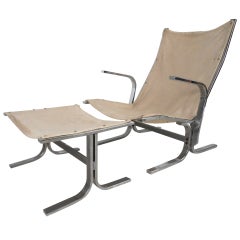 Ingmar Relling Style Sling Lounge Chair and Ottoman