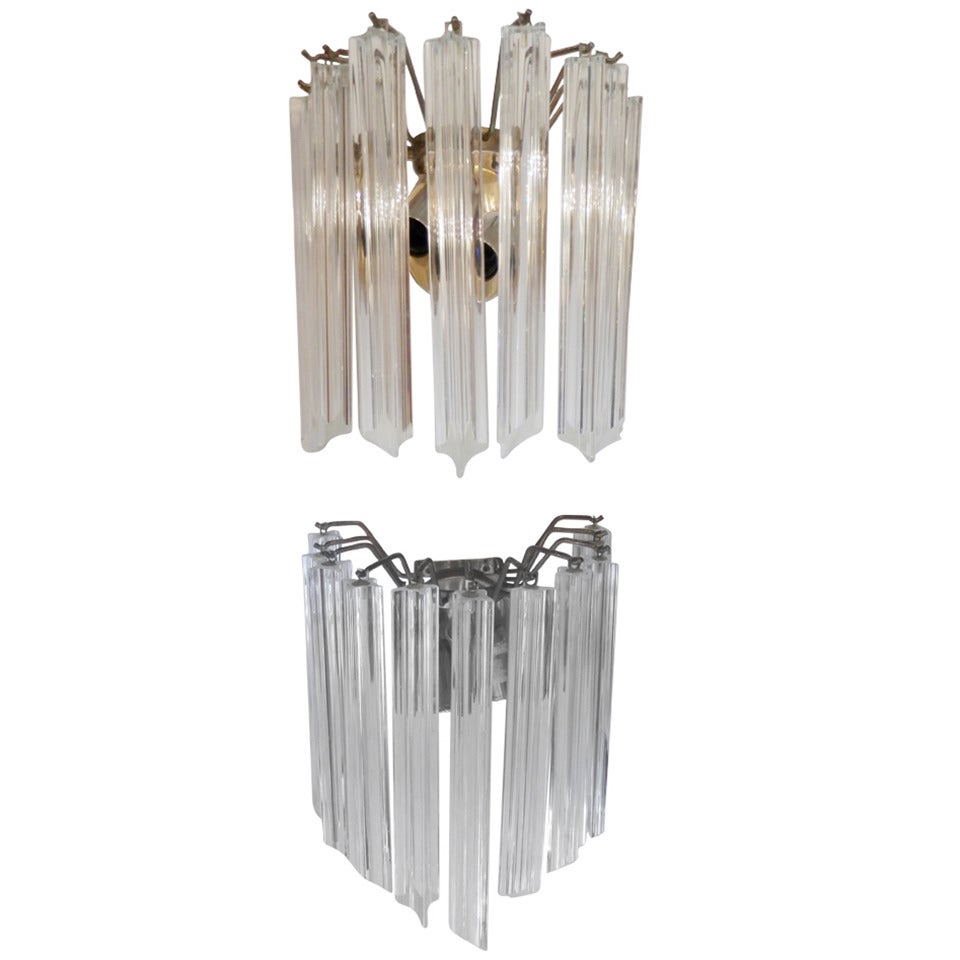 Hanging Sconces w/ Cut Prism Glass For Sale