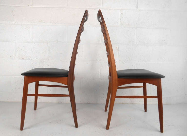 Mid-20th Century Set of Ladder Back Dining Chairs by Koefoeds Hornslet