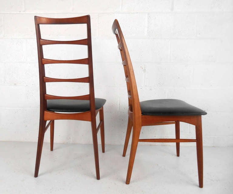 Walnut Set of Ladder Back Dining Chairs by Koefoeds Hornslet