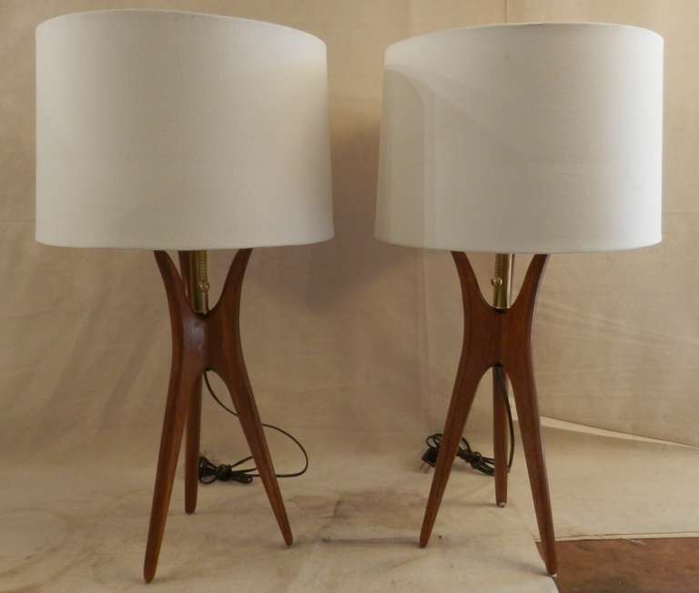 Pair of mid-century lamps in the style of Adrian Pearsall 