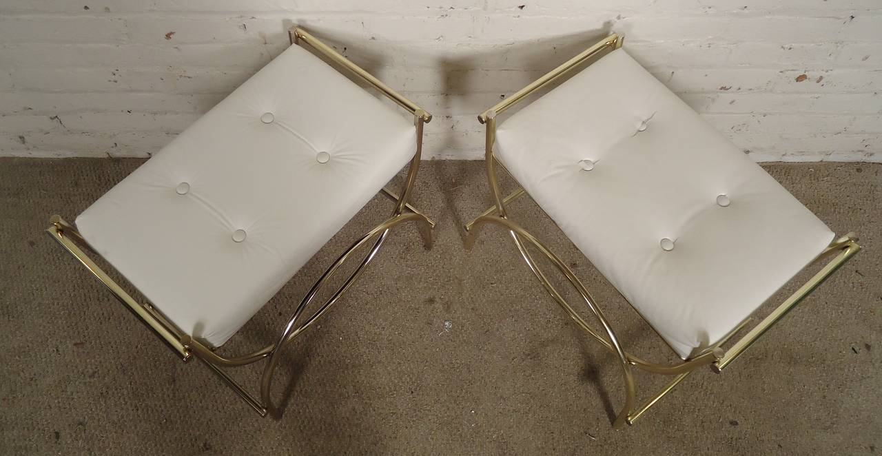 American Single Mid-Century Tufted Ottoman by Koch Originals