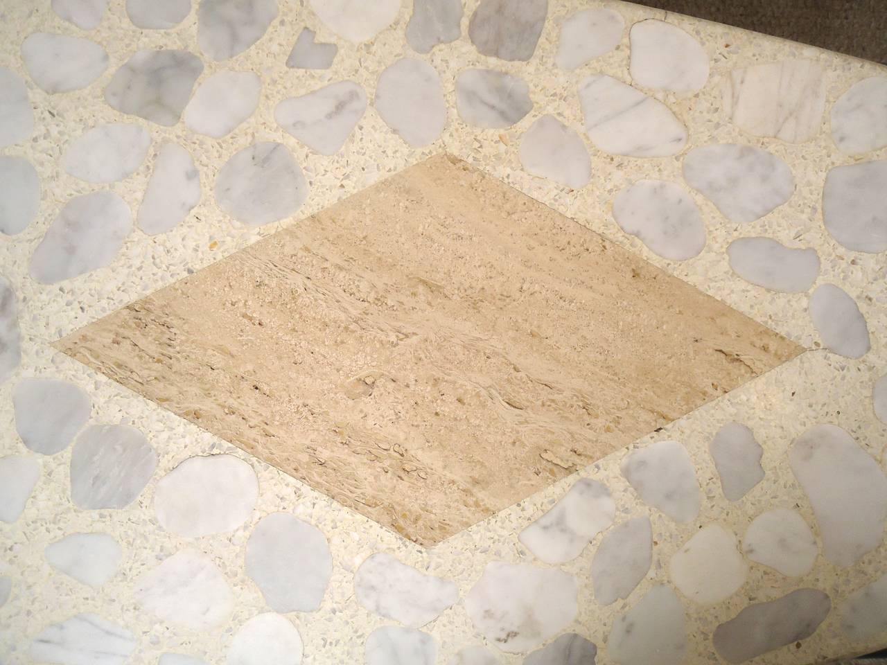 Travertine and Terrazzo-Top Table In Good Condition For Sale In Brooklyn, NY