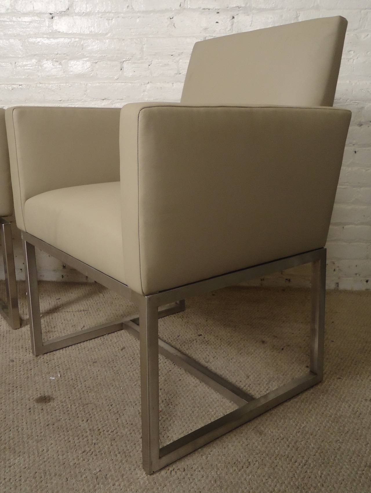 American Pair of Mid-Century Milo Baughman Style Armchairs