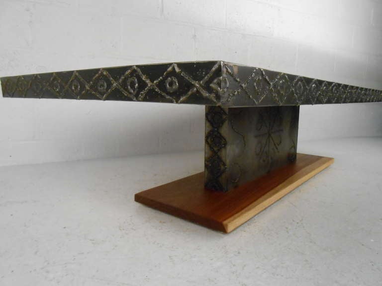 Carved Artisinal Brutalist Coffee Table Signed by Garry Zayon For Sale