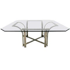 Vintage Chrome and Glass Coffee Table 9