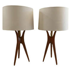 Unusual Pair of Adrian Pearsall Style Lamps