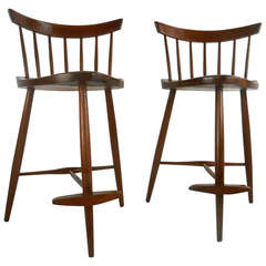 Vintage Outstanding Mid-Century George Nakashima Walnut Stools