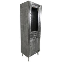 Industrial Glass Front Cabinet with Brush Finish