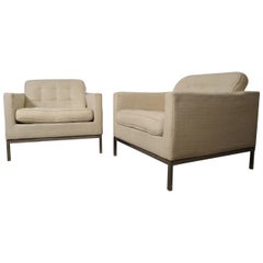 Mid-Century Pair of Upholstered Armchairs by Knoll Associates