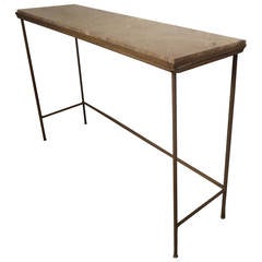 Stylish Marble-Top Console Table with Rebar Base