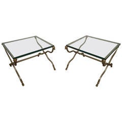 Hollywood Regency Style Decorative Iron and Brass Side Tables