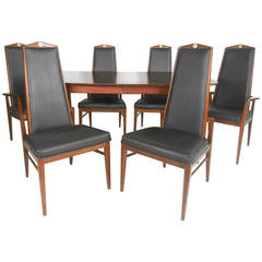 Unique Mid-Century Modern Dining Set Table with High Back Chairs 12