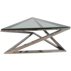 Mid-Century Modern Style Triangular Chrome Coffee Table