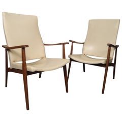 Pair Of Sculpted Mid-Century Danish Arm Chairs