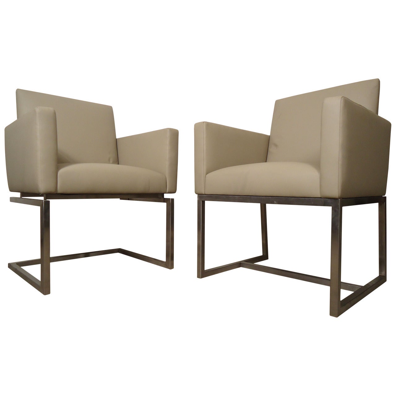 Pair of Mid-Century Milo Baughman Style Armchairs