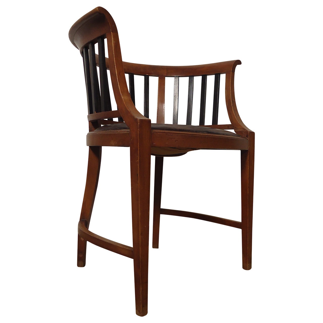 Unique Vintage Round Back Spindle Chair For Sale