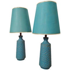 Vivid Teal and Gold Table Lamps
