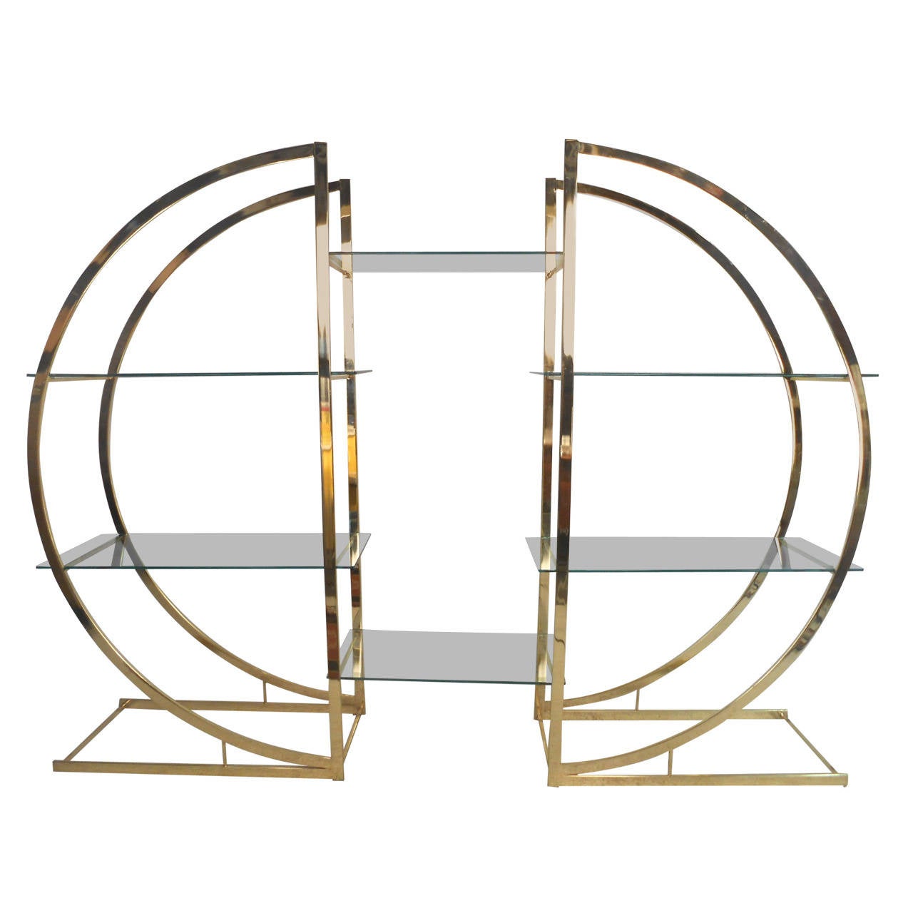 Mid-Century Modern Milo Baughman Style Brass and Glass Circular Etagere at  1stDibs