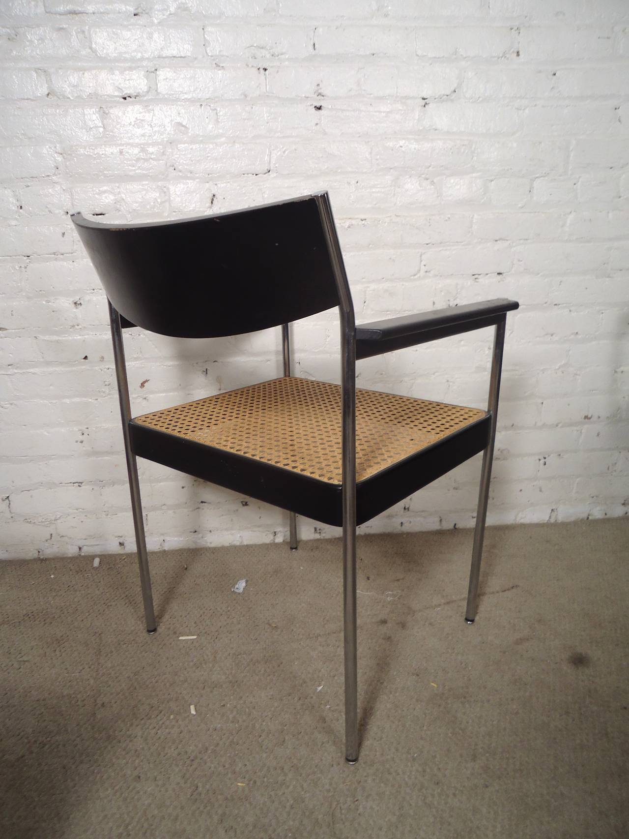 Set of Four Cane Seat, Mid-Century Chairs In Good Condition In Brooklyn, NY