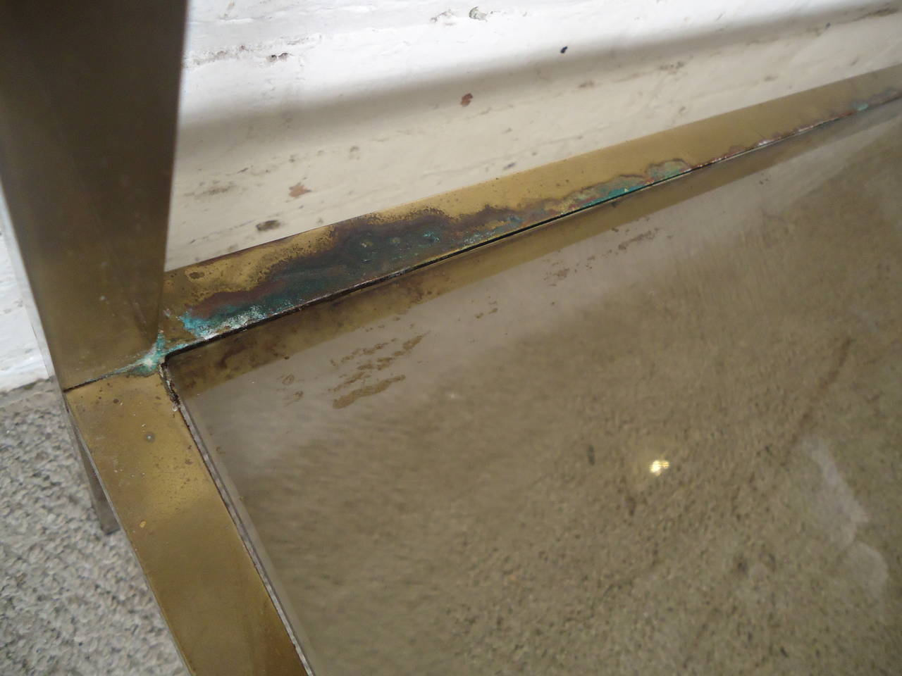 Brass Console Table with Smoked Glass In Good Condition In Brooklyn, NY