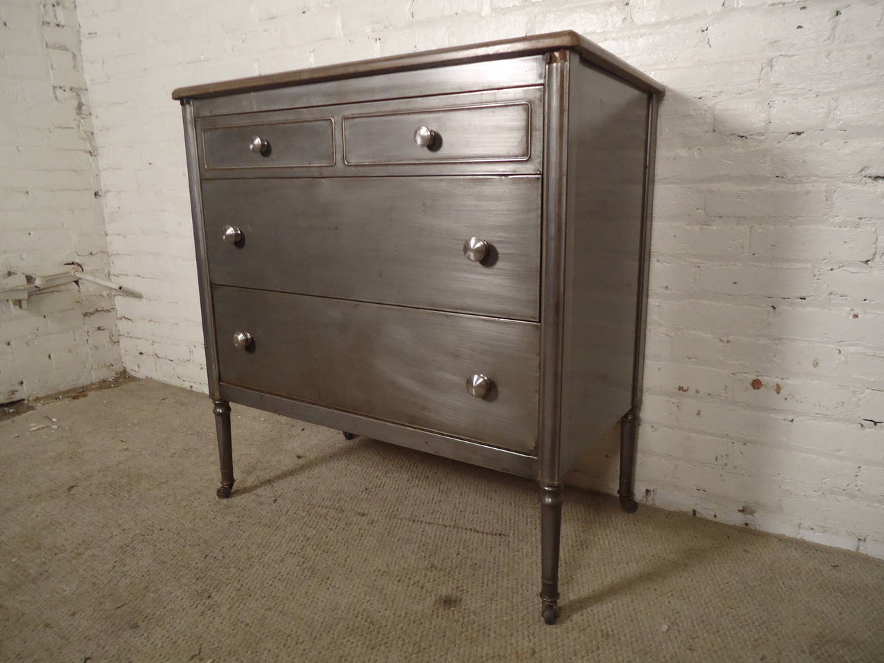 Mid-20th Century Metal Three-Drawer Dresser by Simmons