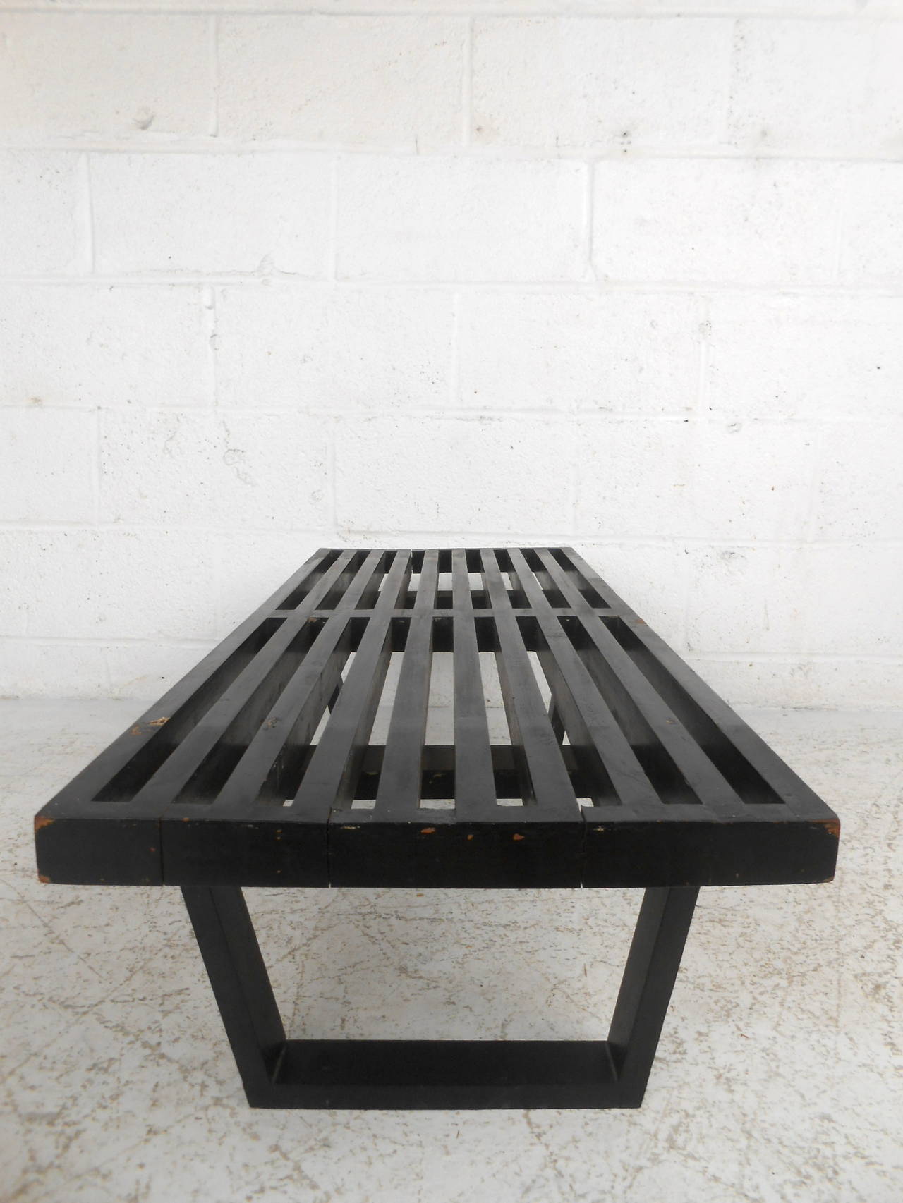 mid century slat bench