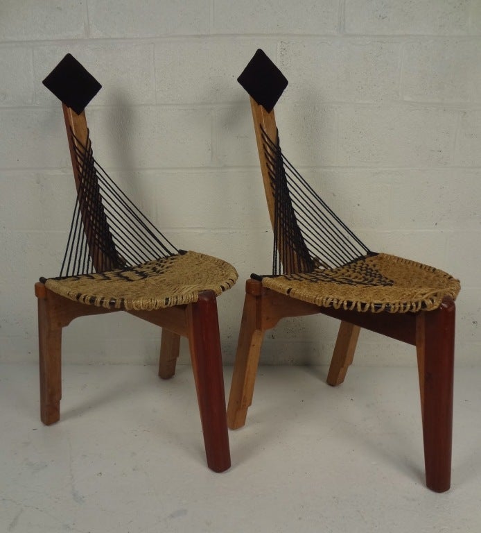 Vintage Modern Tribal Rope Chairs In Good Condition In Brooklyn, NY