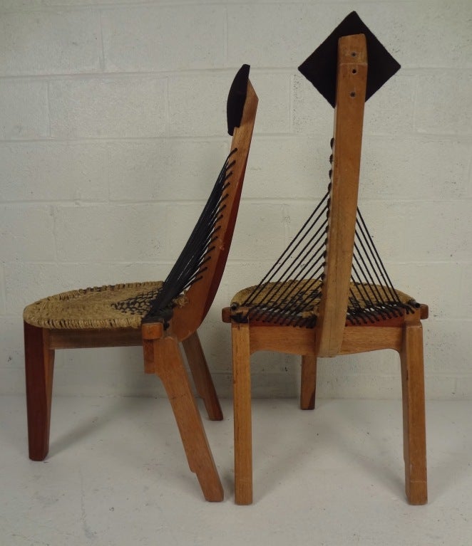 20th Century Vintage Modern Tribal Rope Chairs