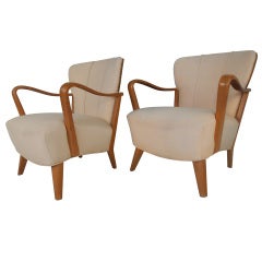 Pair Maple Lounge Chairs
