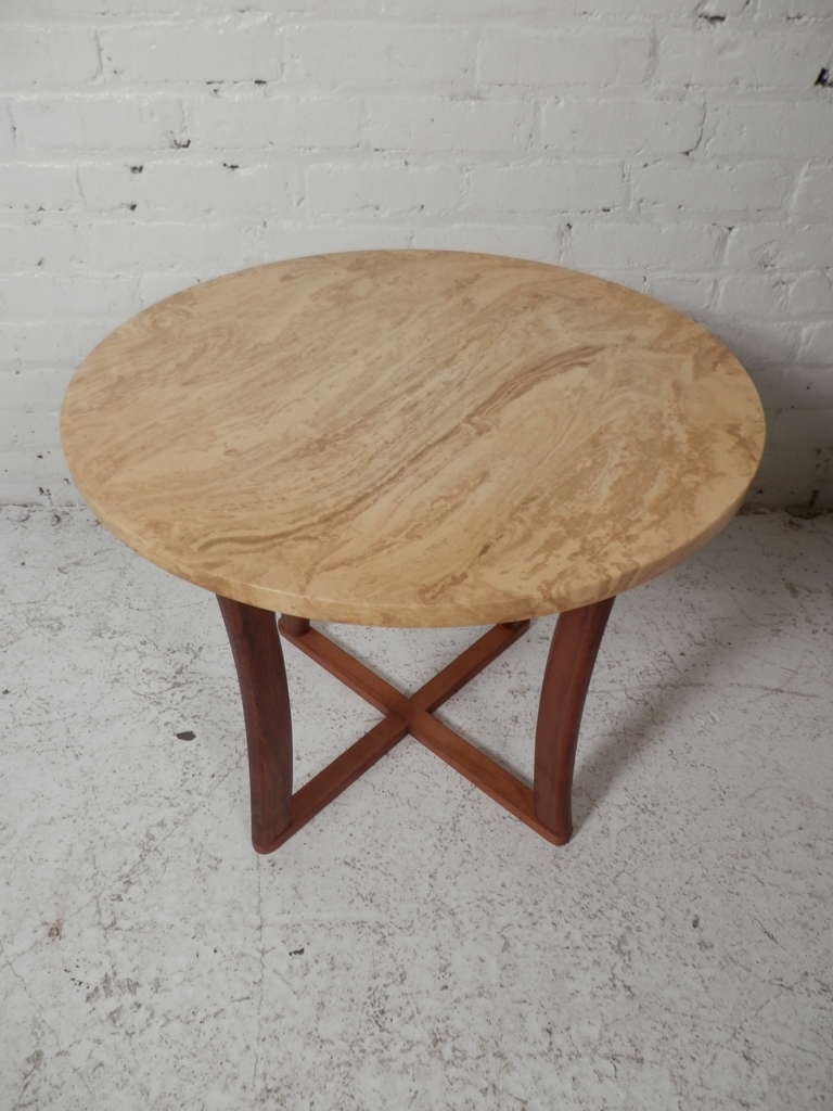 Mid-Century Modern Marble Top Side Table