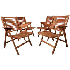 Folding Bentwood Deck Chairs