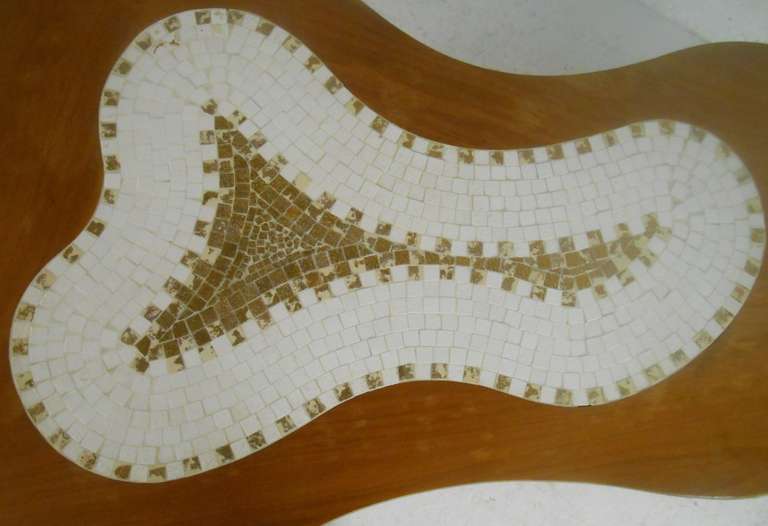 Wood 1960s Mosaic Tile Table